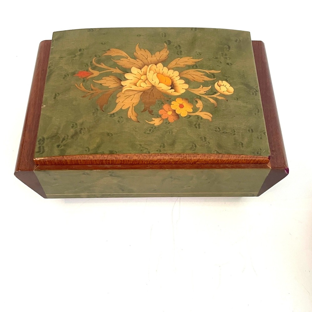 Reuge Swiss Musical Jewelry Box Italy Inlaid Wood Send in the Clowns Vintage